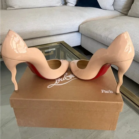 Authentic Christian Louboutin Pigalle Plato nude patent heel, size 39.5 - Picture 5 of 12